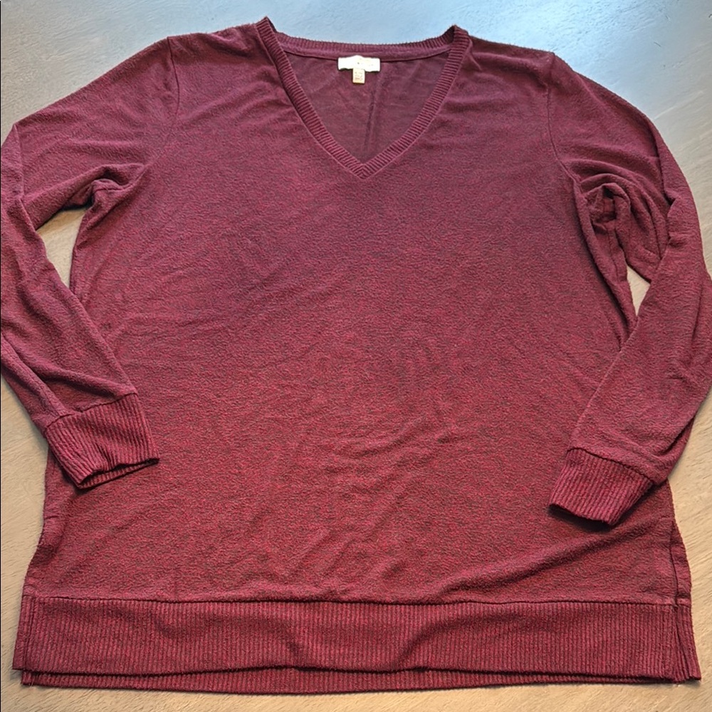 Burgundy V-Neck Sweater